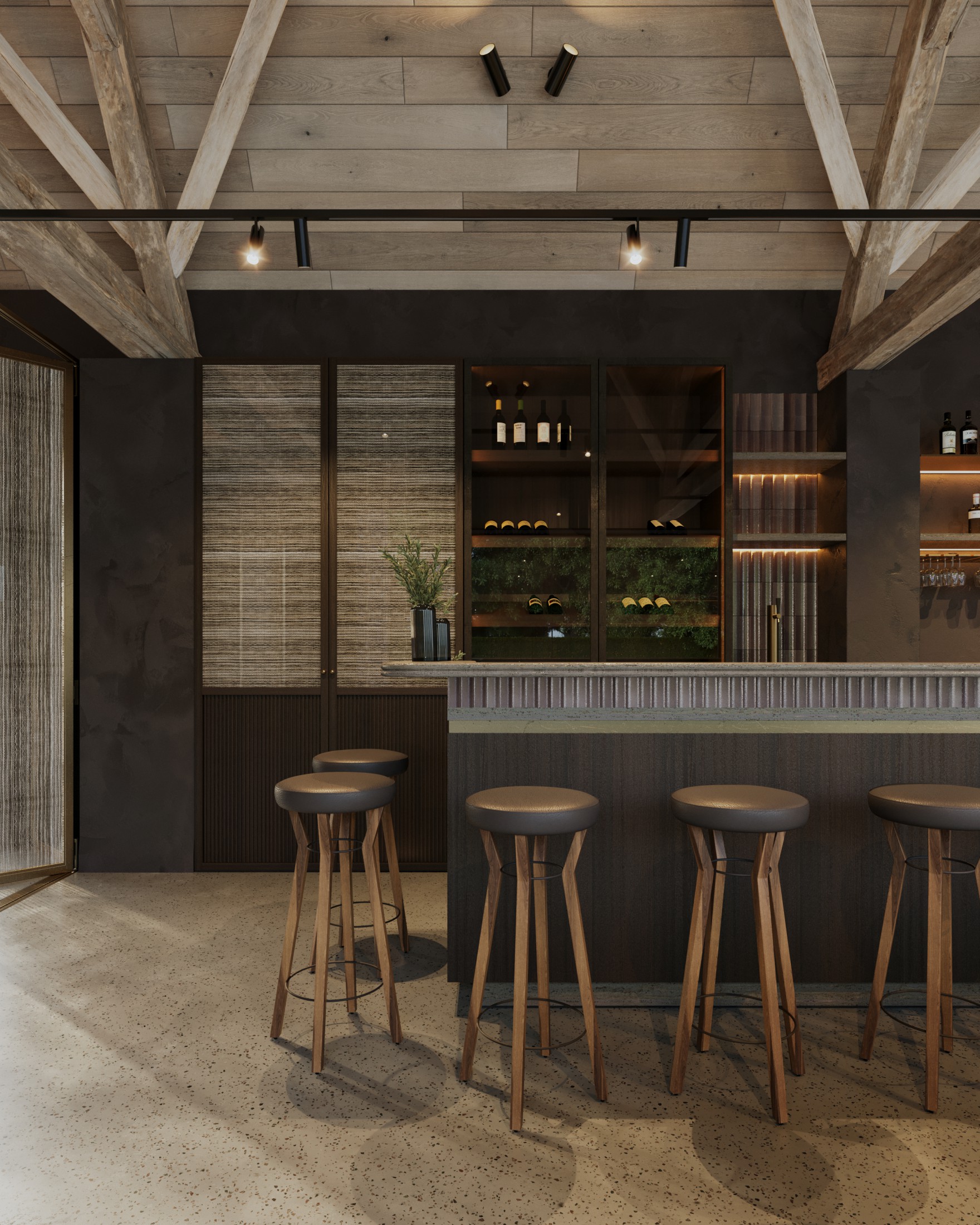 Feestzaal met ruwe materialen