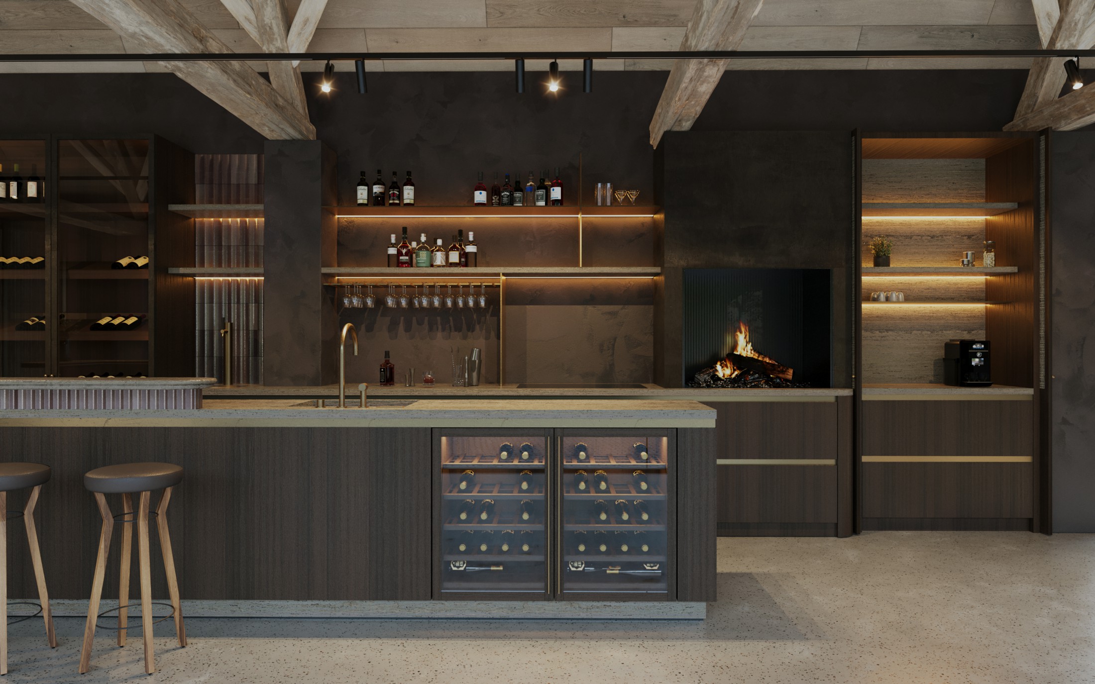 Feestzaal met ruwe materialen